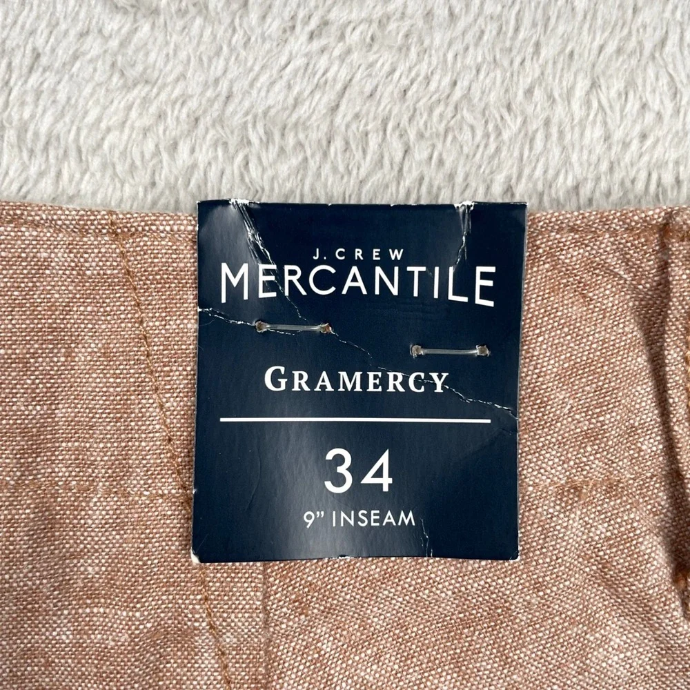New J Crew Gramercy Shorts Mens 34 Beige Linen Blend Chino Casual 9